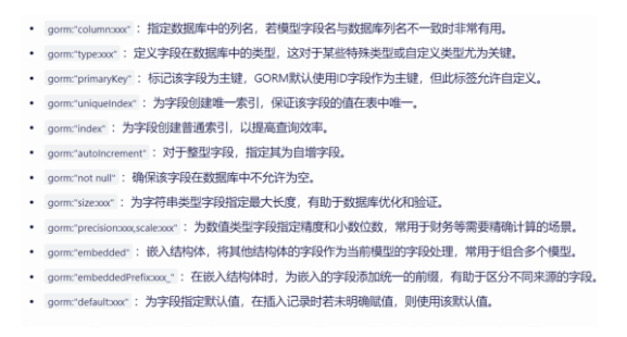 Go语言 Gorm 的标签tag